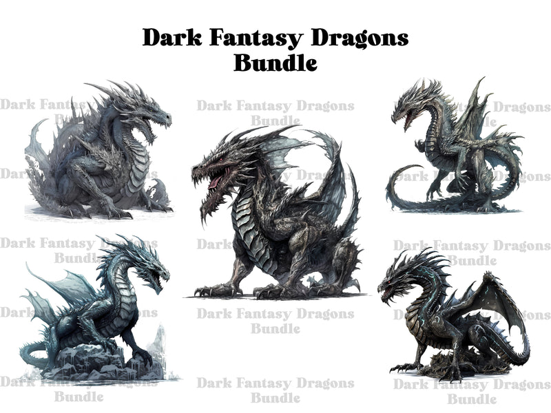 Dark Fantasy Dragons Clipart - CraftNest