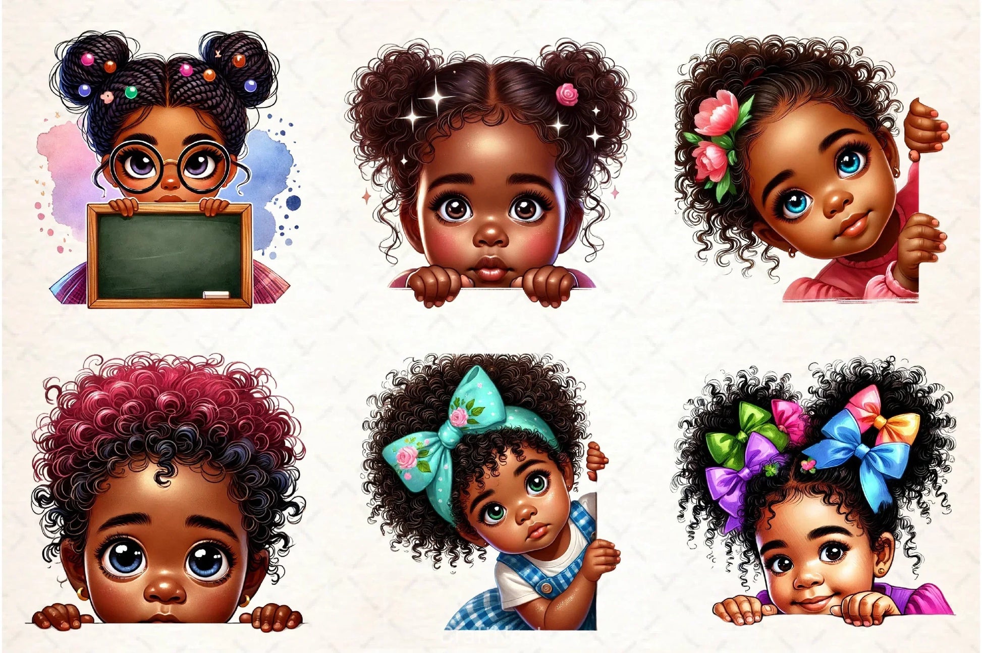 Peeking African American Girl Clipart Bundle - CraftNest - Digital Crafting and Art