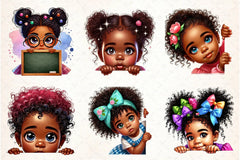 Peeking African American Girl Clipart Bundle - CraftNest - Digital Crafting and Art