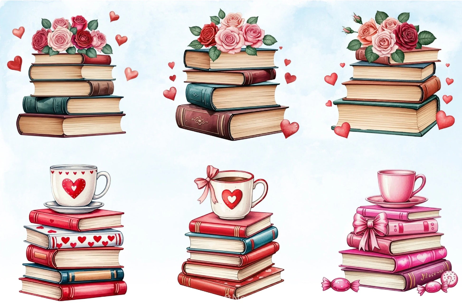 Retro Book Valentine Clipart Bundle - CraftNest - Digital Crafting and Art