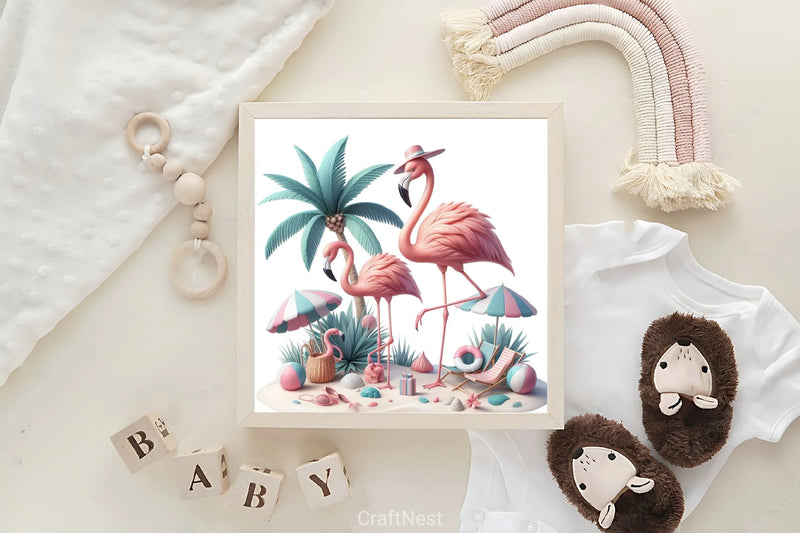 Summer Flamingo Clipart Bundle - CraftNest - Digital Crafting and Art
