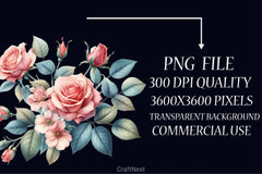 Pink Roses Clipart Bundle - CraftNest - Digital Crafting and Art