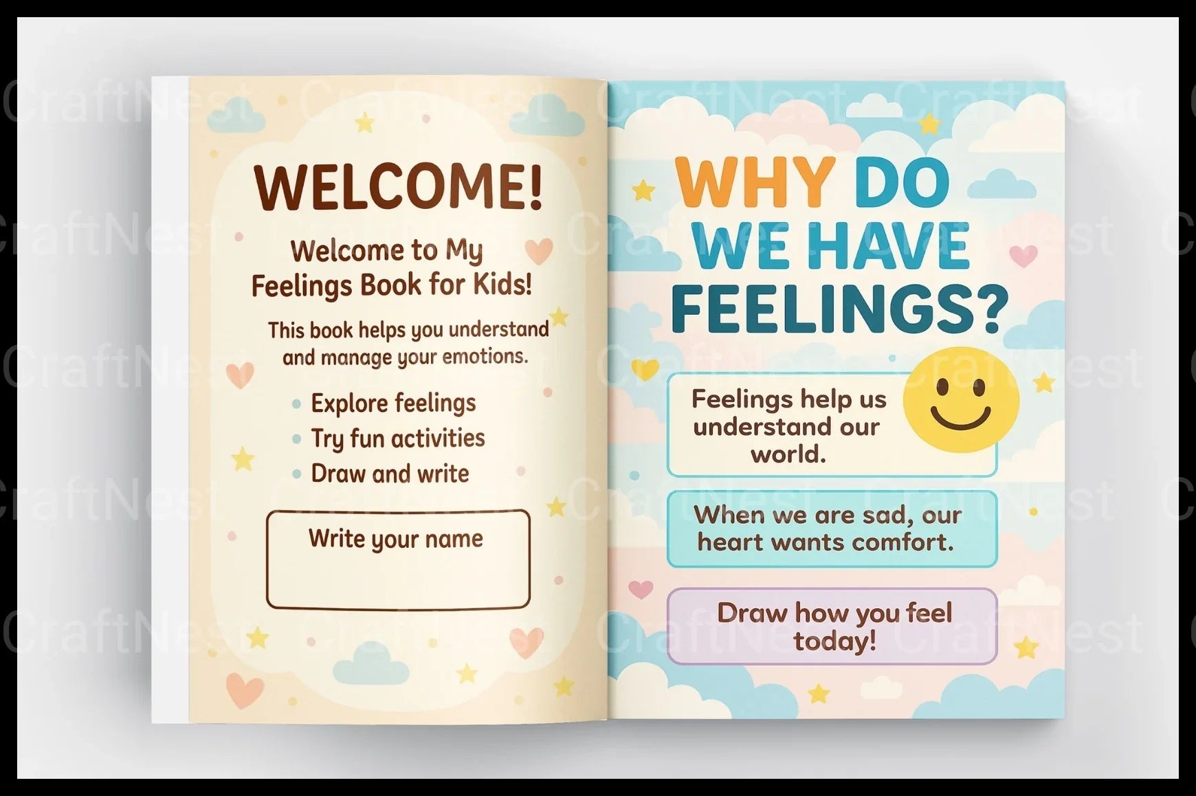 My Feelings Book for Kids - CraftNest - Digital Crafting and Art