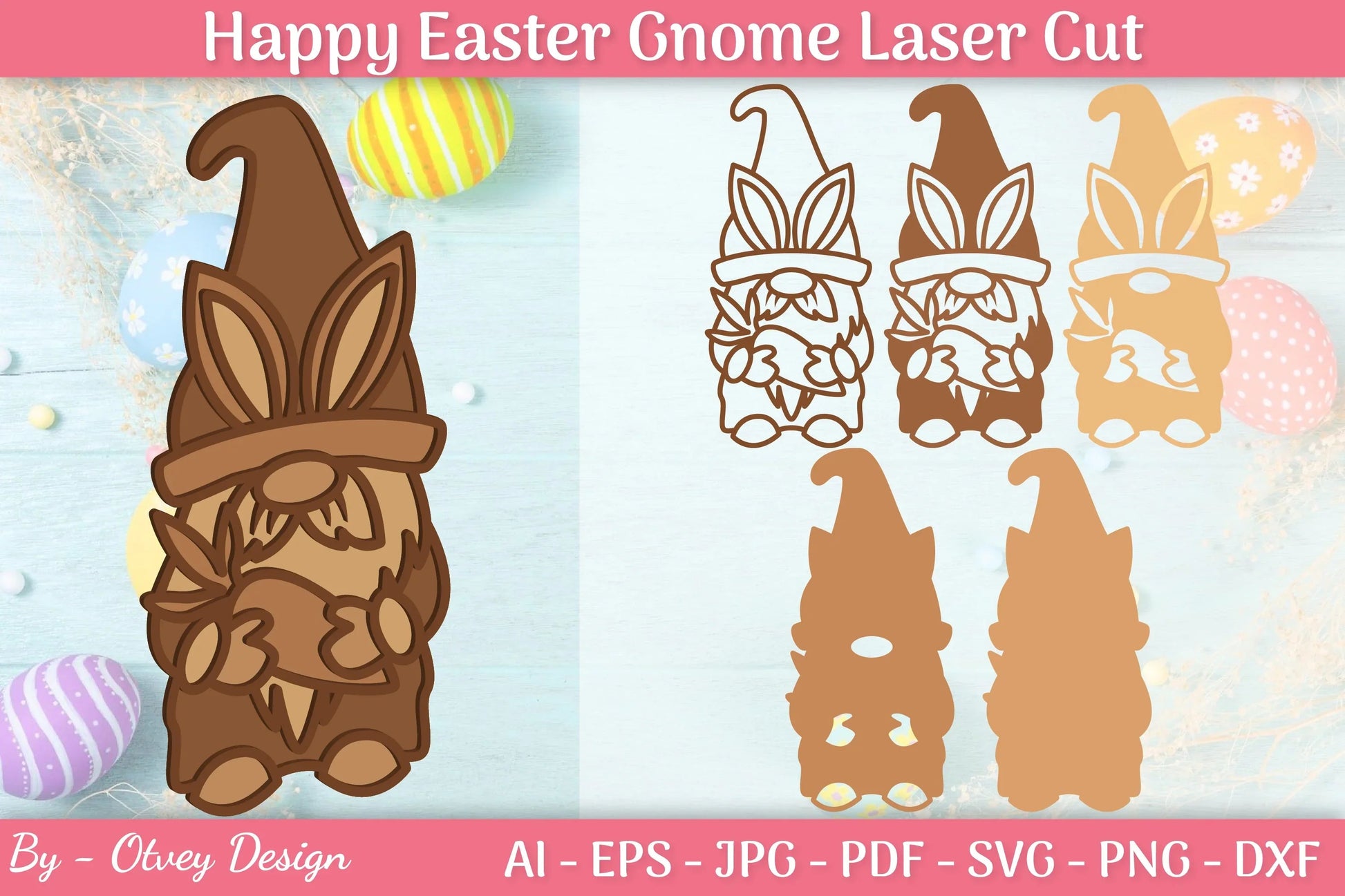 Easter Gnome Laser Cut SVG Bundle 5 - CraftNest - Digital Crafting and Art
