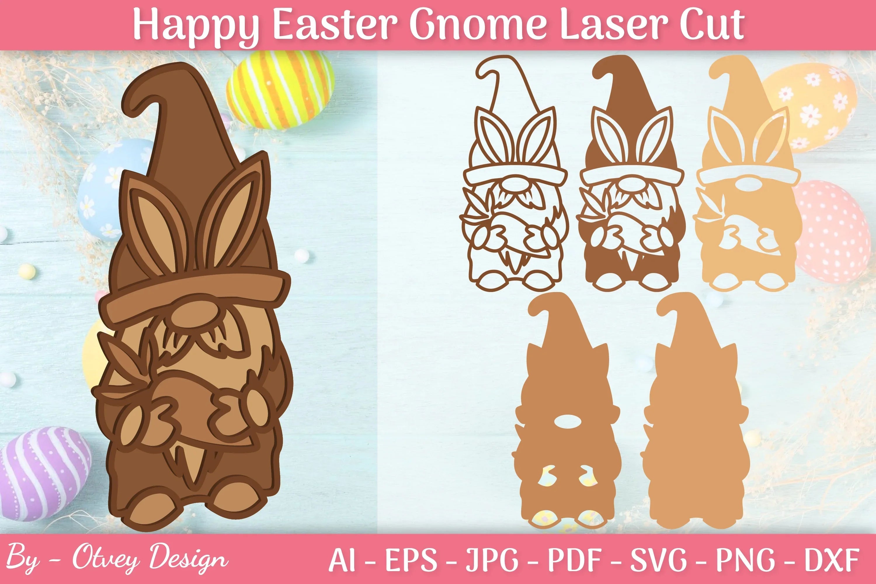 Easter Gnome Laser Cut SVG Bundle 5 - CraftNest - Digital Crafting and Art