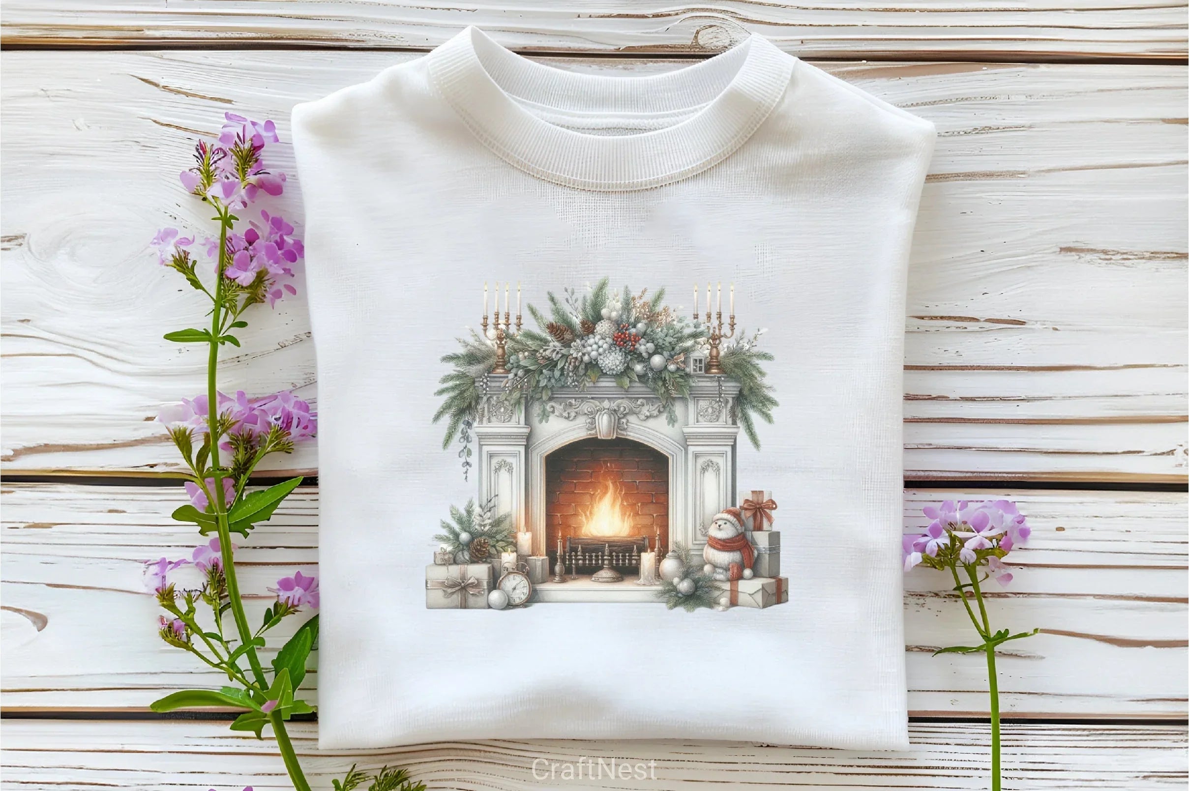 White Chic Christmas Clipart Bundle - CraftNest - Digital Crafting and Art