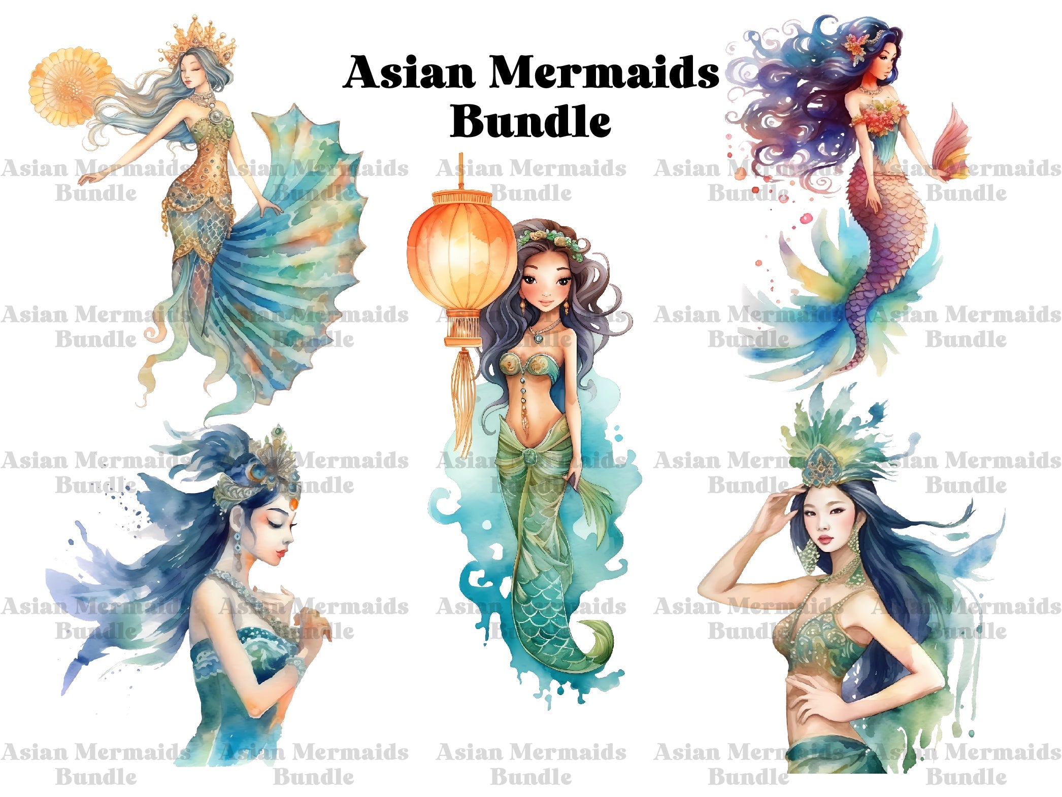 Asian Mermaids Clipart - CraftNest
