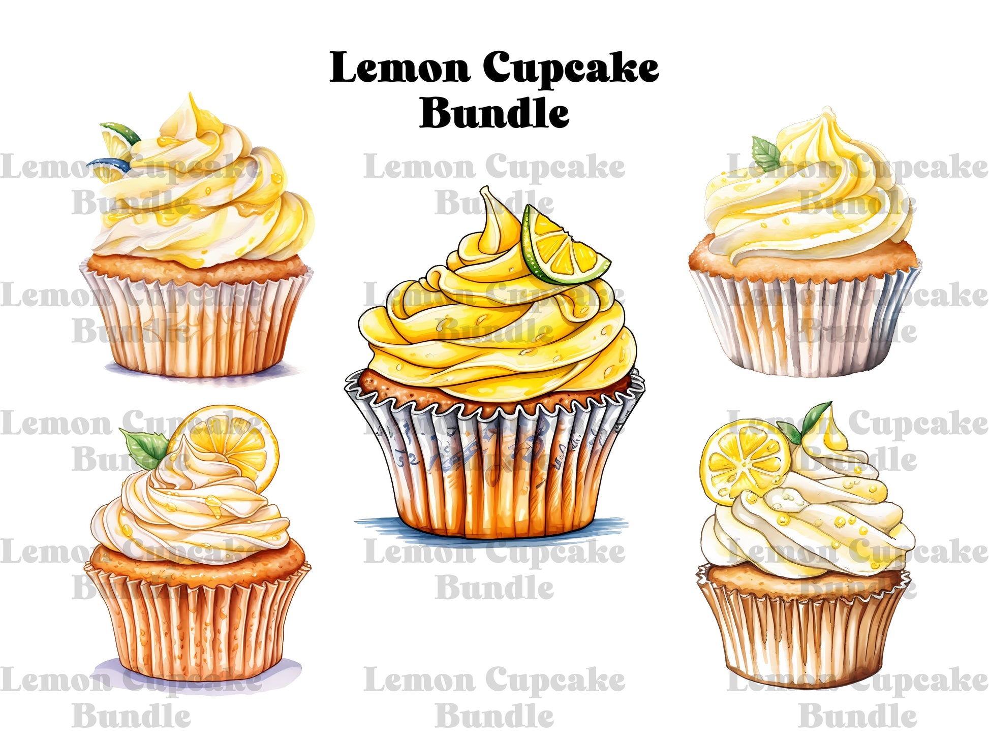 Lemon Cupcakes Clipart - CraftNest