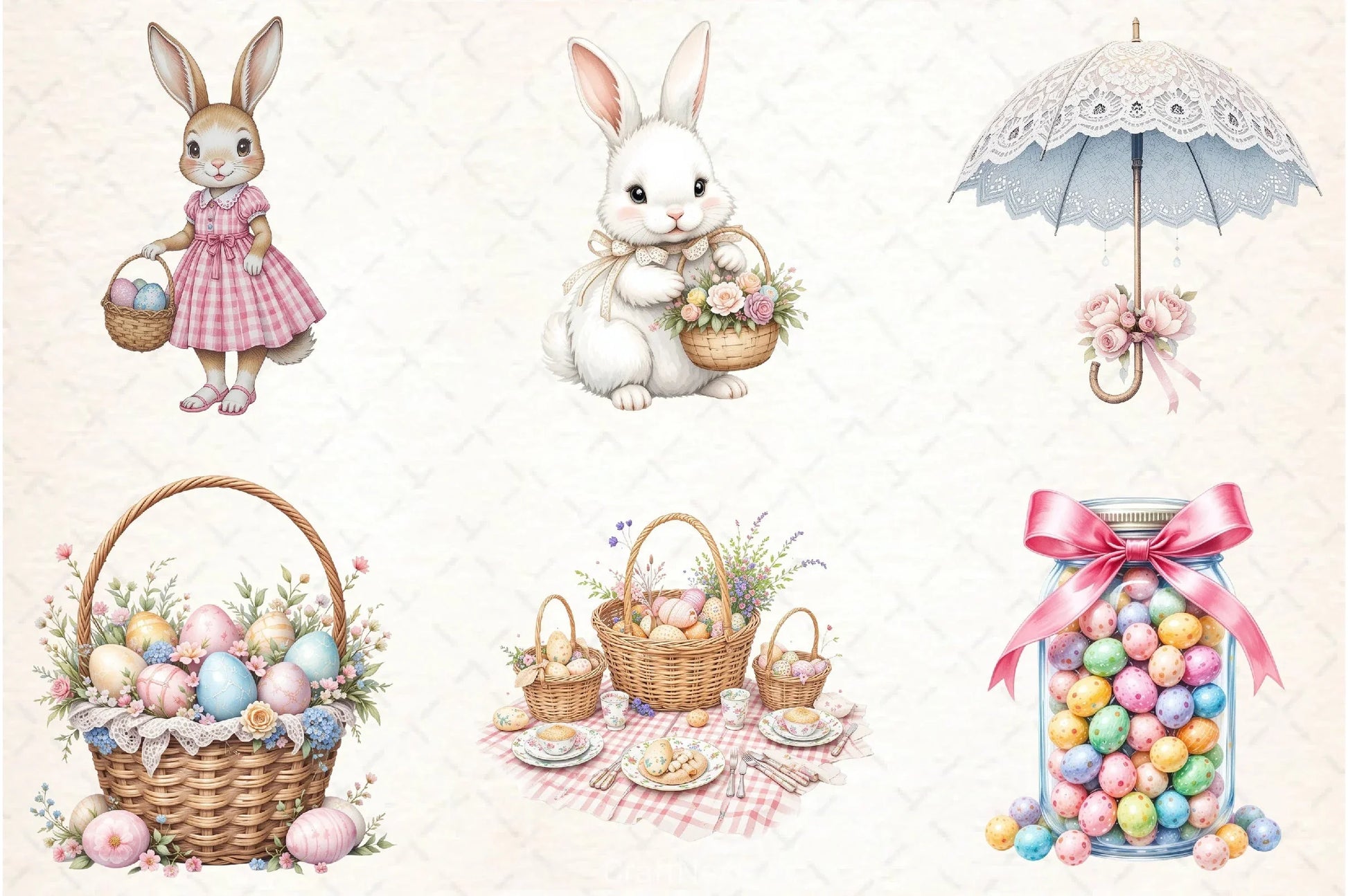 Pink & White Easter Clipart Bundle - CraftNest - Digital Crafting and Art
