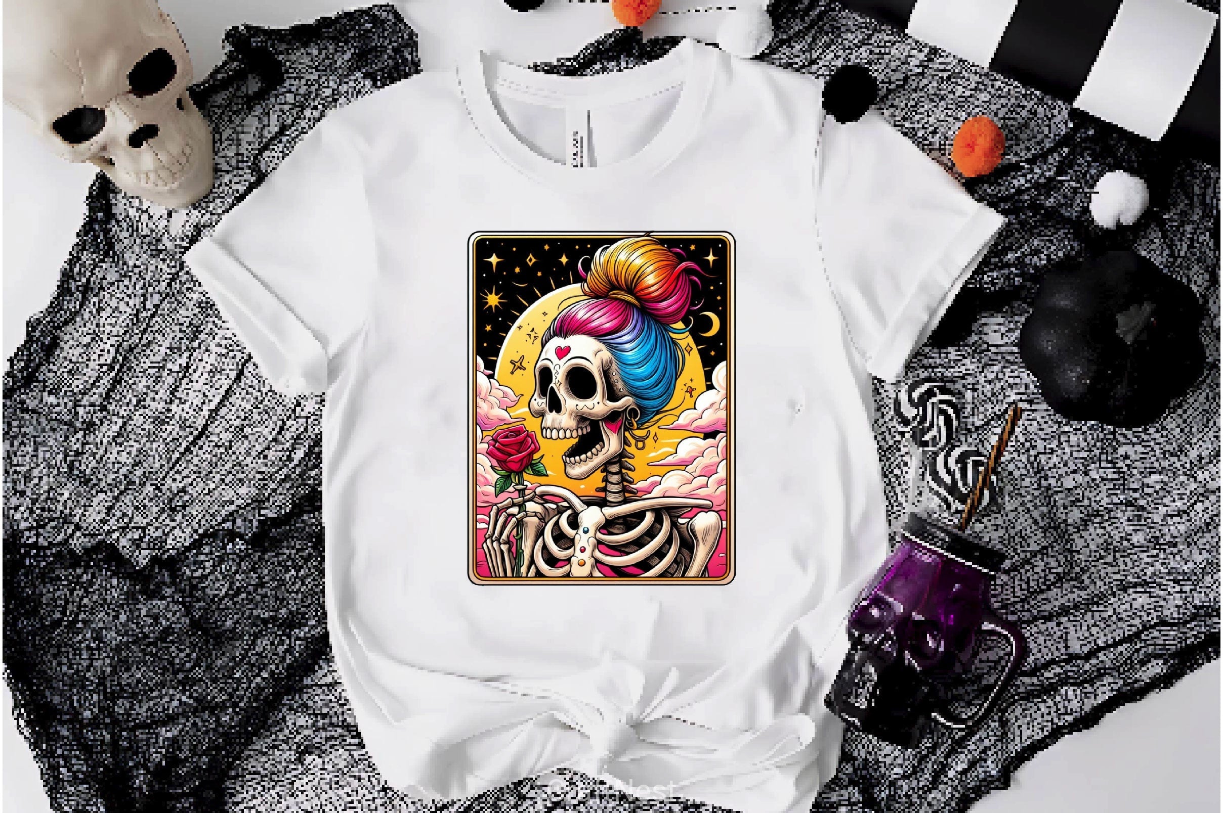 Funny Mexican Skeleton Tarot Card Clipart Bundle
