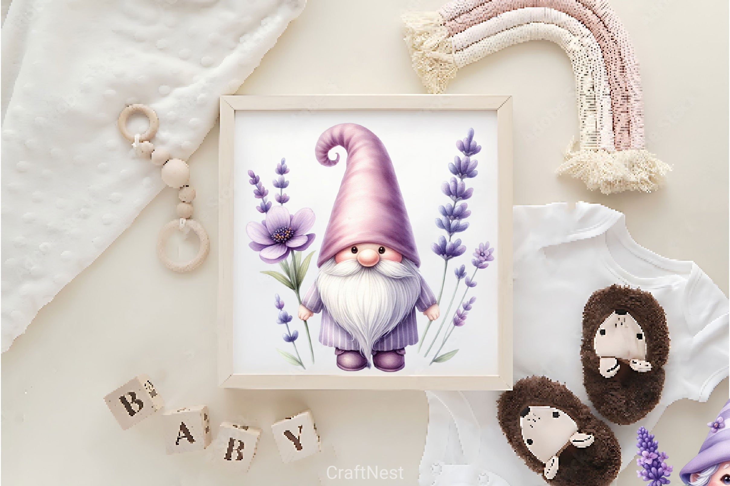 Lavender Gnome Clipart Bundle