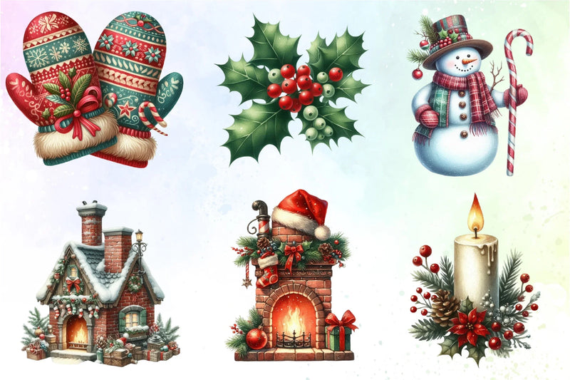 Retro Christmas Clipart Bundle 6 - CraftNest - Digital Crafting and Art