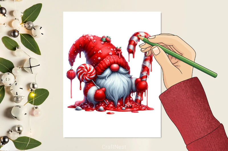 Christmas Candy Cane Gnome Clipart Bundle - CraftNest - Digital Crafting and Art