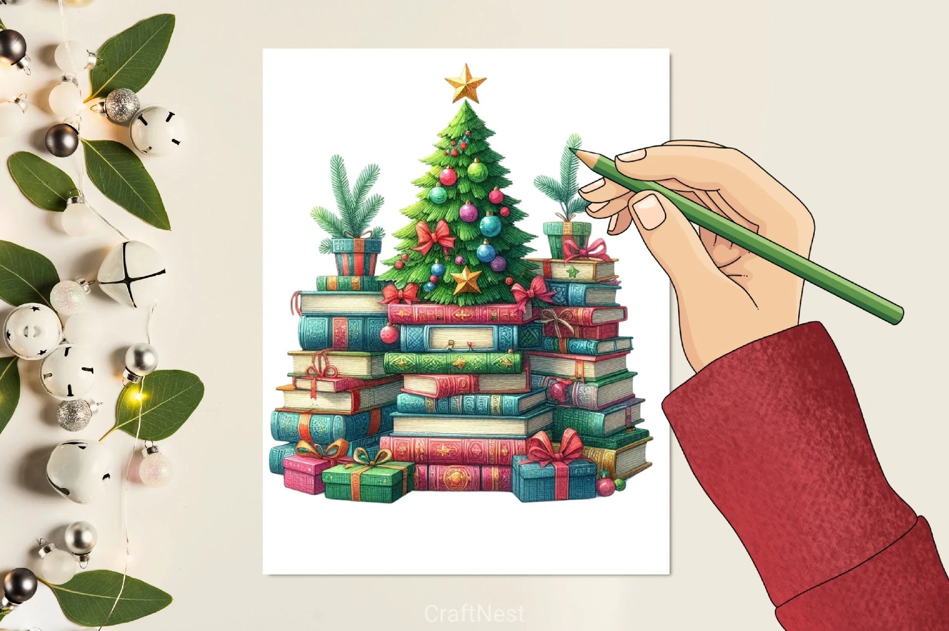 Christmas Books Tree Clipart Bundle - CraftNest - Digital Crafting and Art