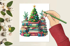 Christmas Books Tree Clipart Bundle - CraftNest - Digital Crafting and Art