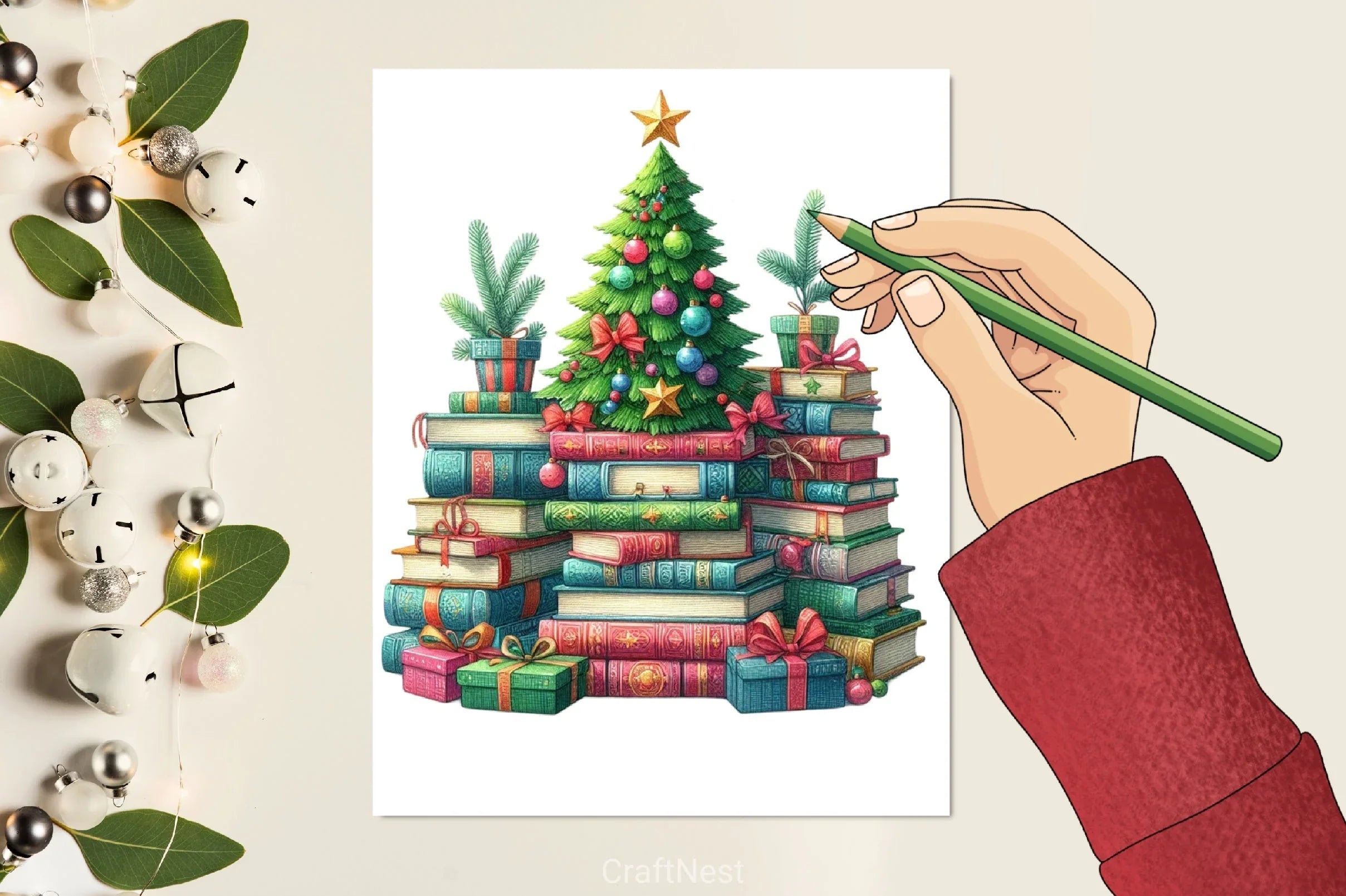 Christmas Books Tree Clipart Bundle - CraftNest - Digital Crafting and Art