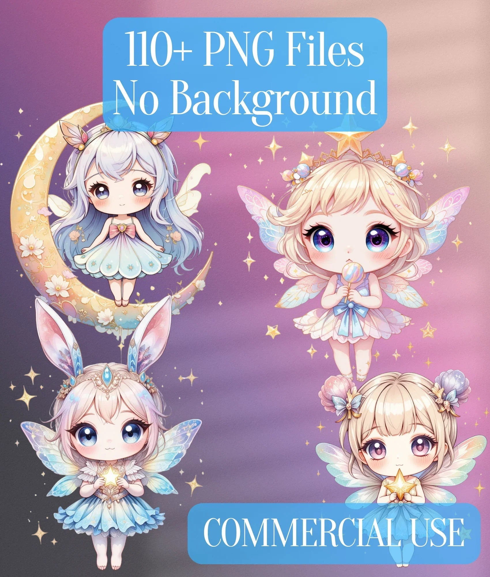 Kawaii Baby Celestial Fairy Clipart Bundle - CraftNest - Digital Crafting and Art
