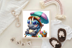 Cute Rhinoceros Beach Clipart Bundle - CraftNest - Digital Crafting and Art