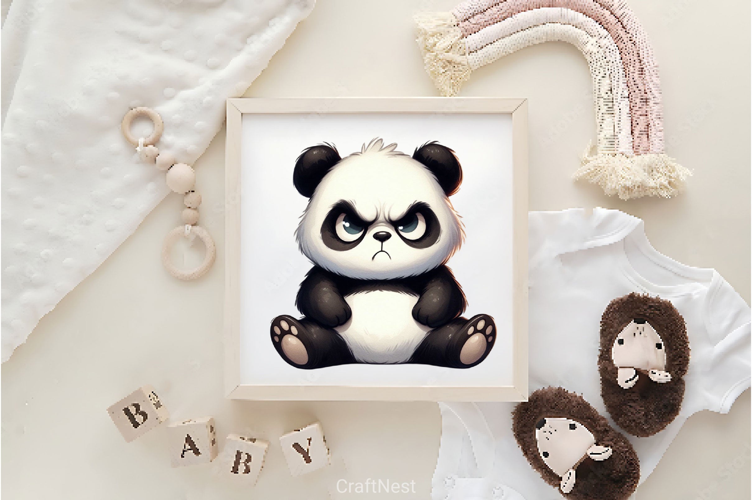 Funny Grumpy Panda Clipart Bundle