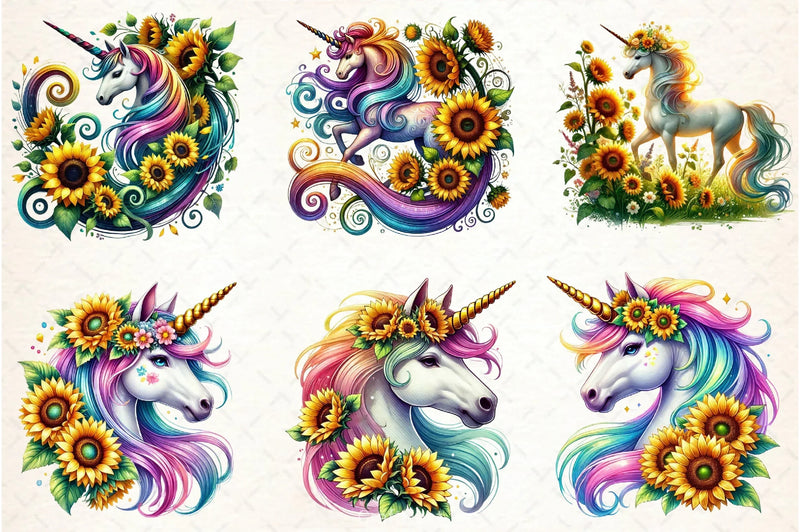 Sunflower Unicorn Clipart Bundle - CraftNest - Digital Crafting and Art
