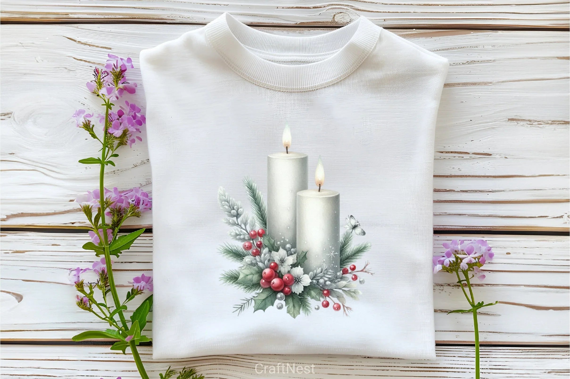 White Chic Christmas Clipart Bundle 24 - CraftNest - Digital Crafting and Art