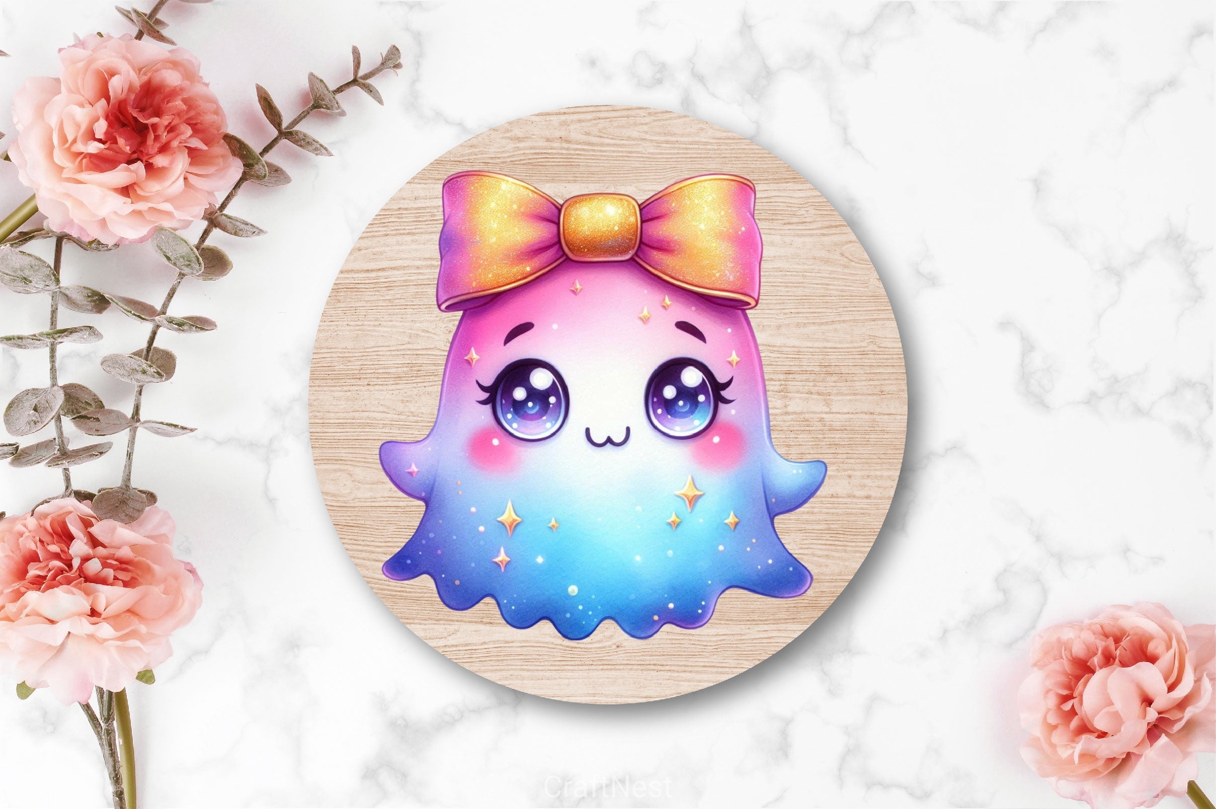 Coquette Cute Ghost With Bow Clipart Bundle 3
