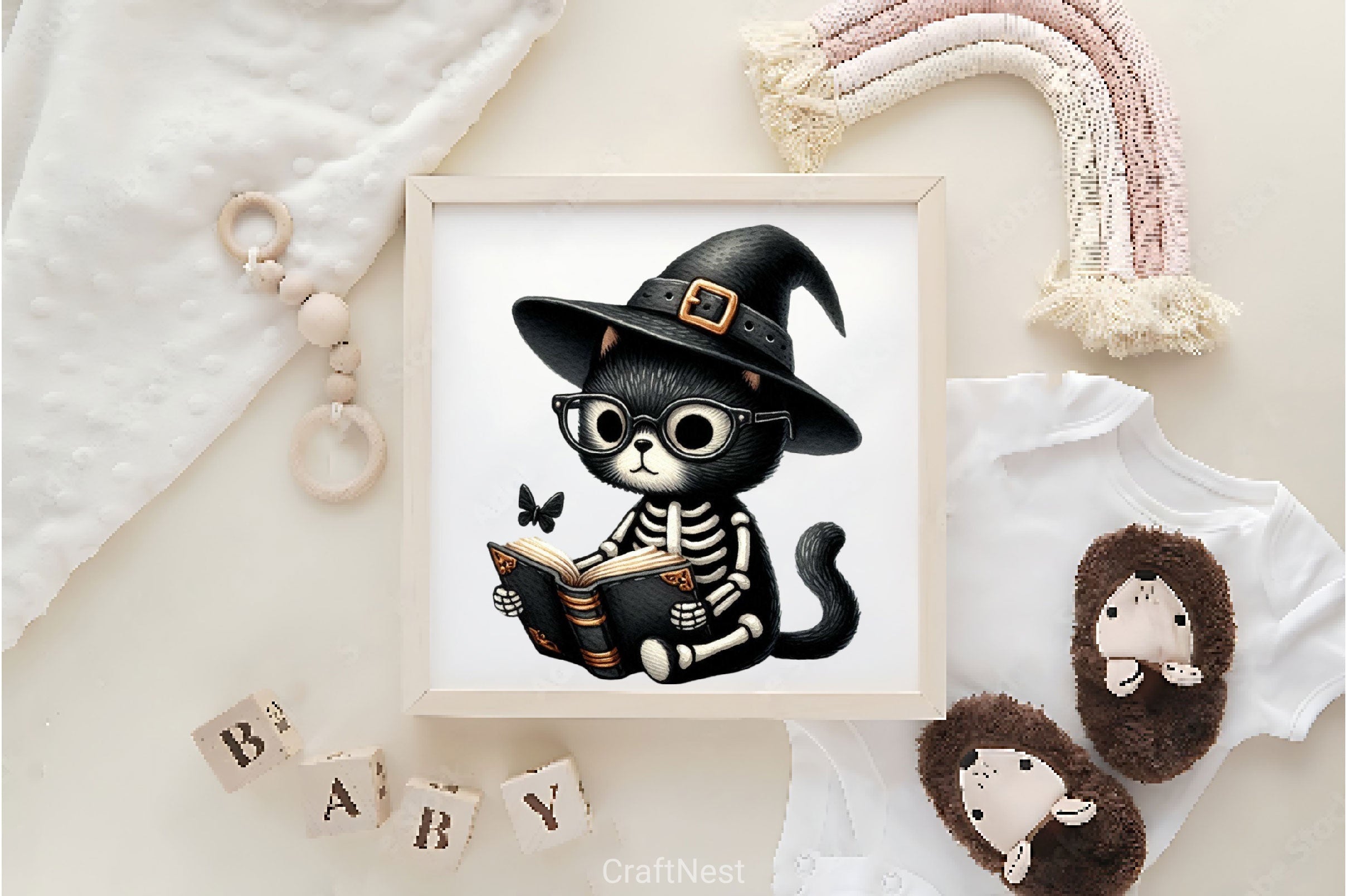 Skeleton Black Cat Clipart Bundle 2