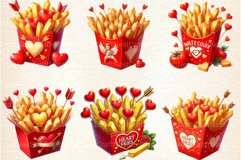 Valentine's Fries Clipart Bundle 2 - CraftNest - Digital Crafting and Art