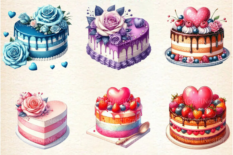 Valentine Cake Clipart Bundle 99 - CraftNest - Digital Crafting and Art