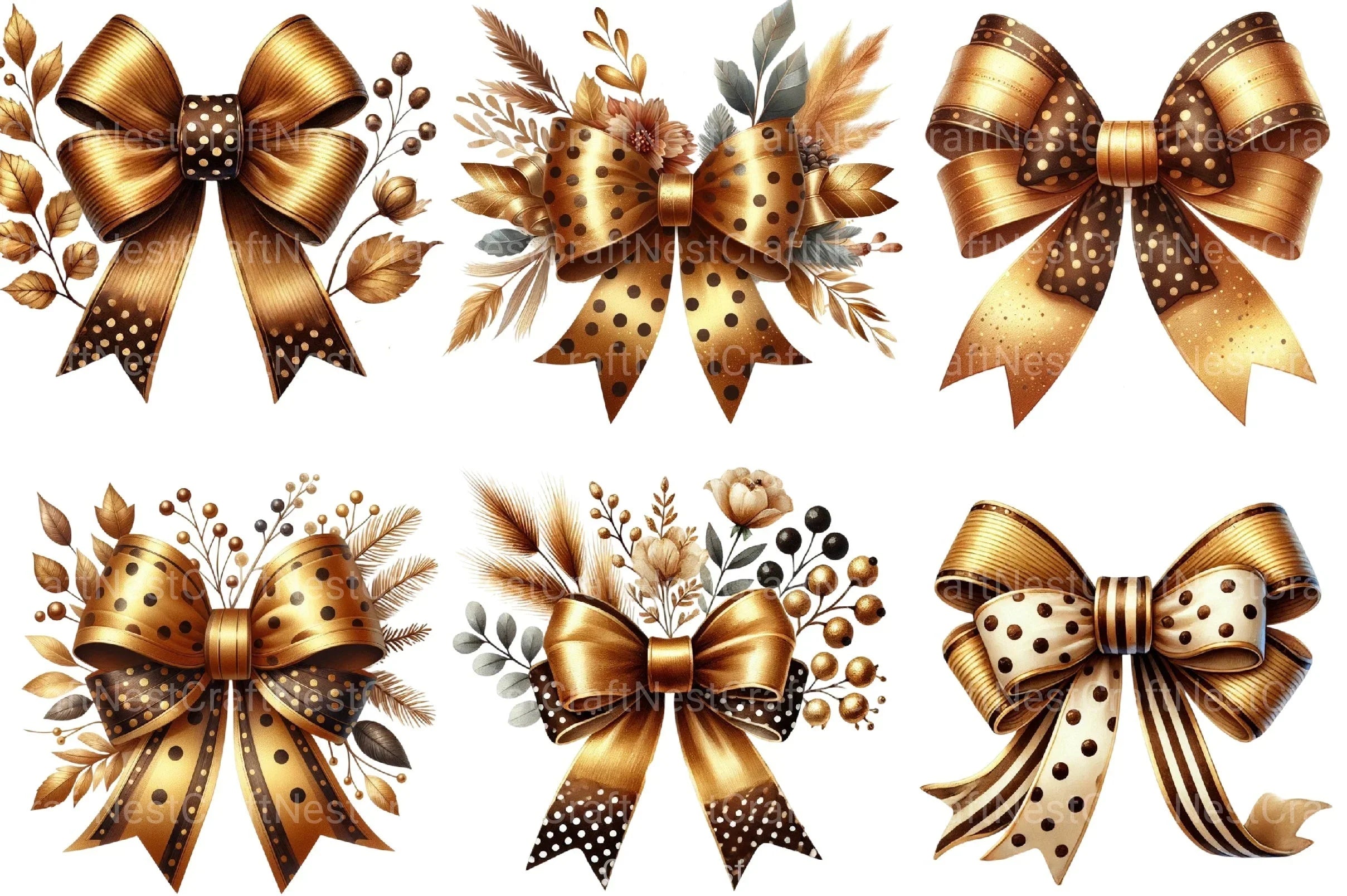 Golden Bow Clipart Bundle - CraftNest - Digital Crafting and Art
