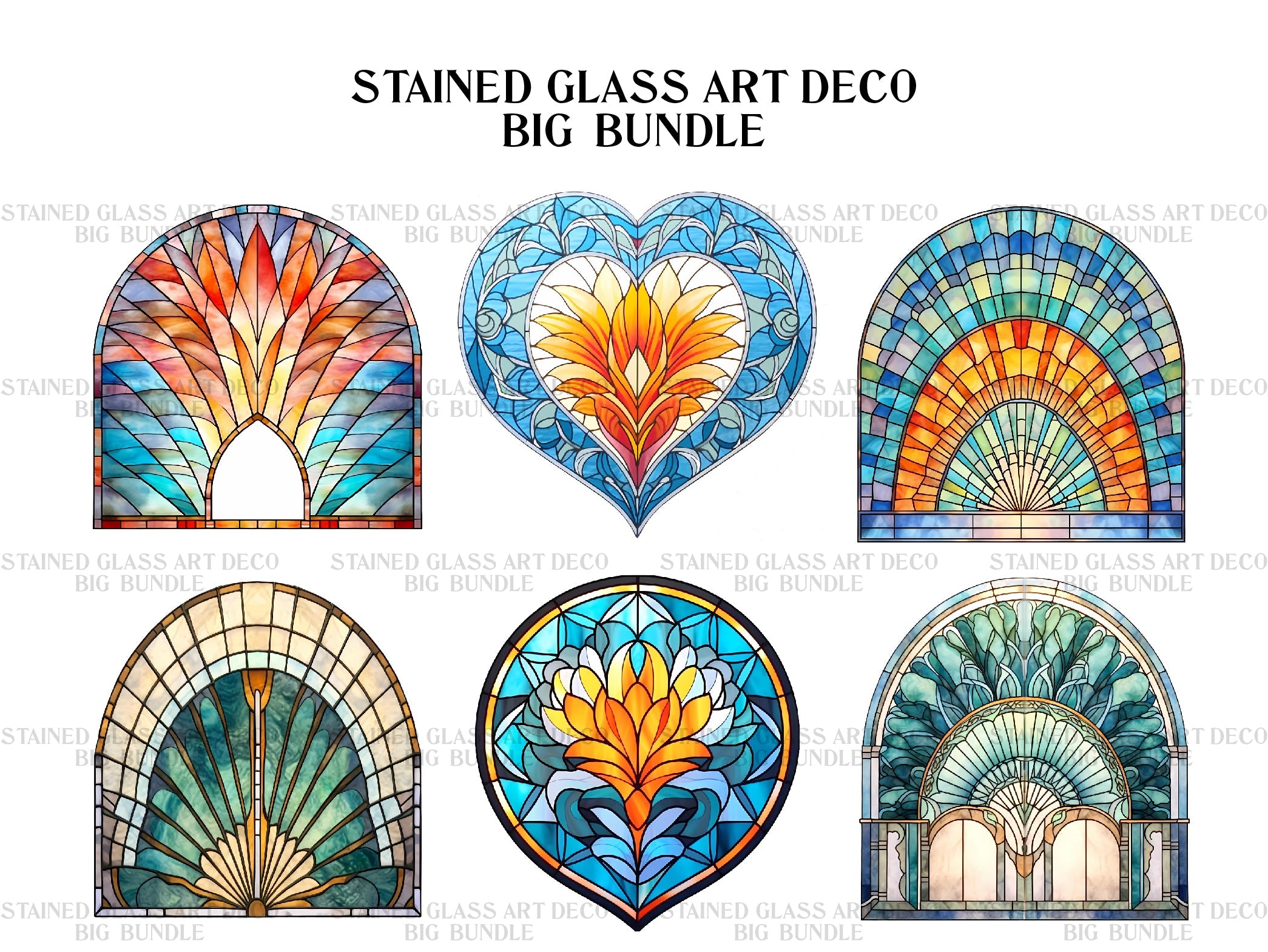 Stained Glass Art Deco Clipart - CraftNest