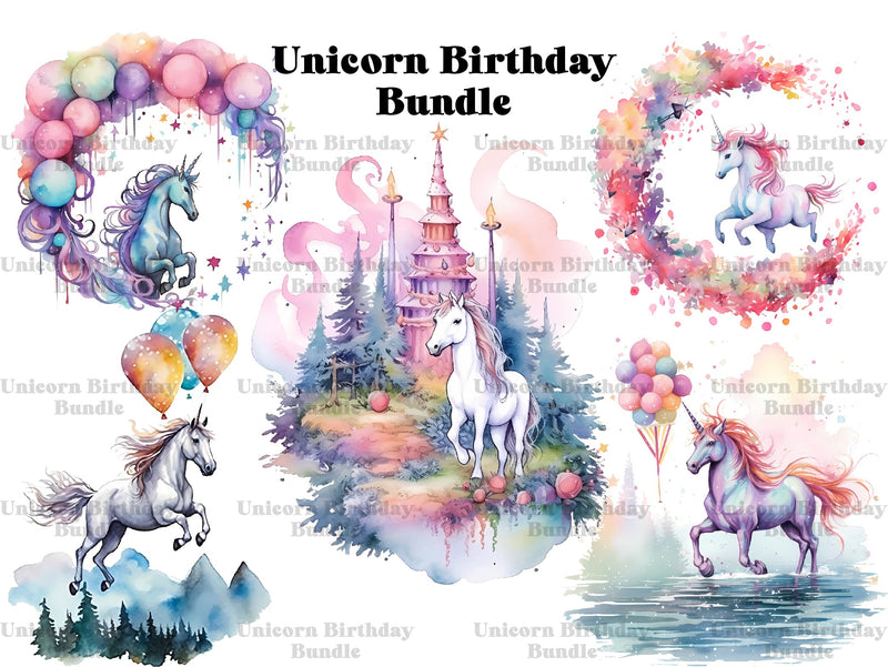 Unicorn Birthday Clipart - CraftNest