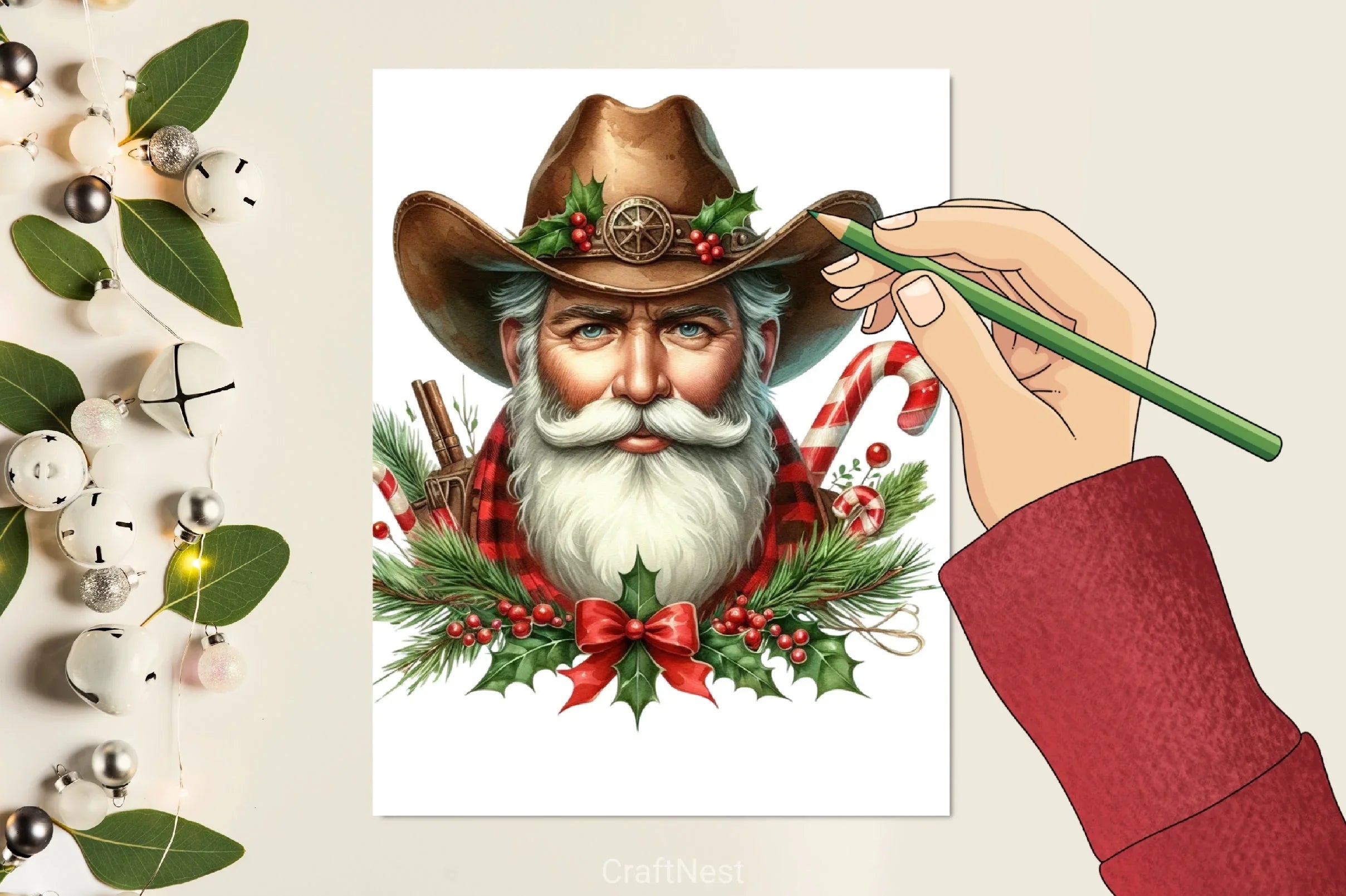 Vintage Cowboy Santa Clipart Bundle - CraftNest - Digital Crafting and Art