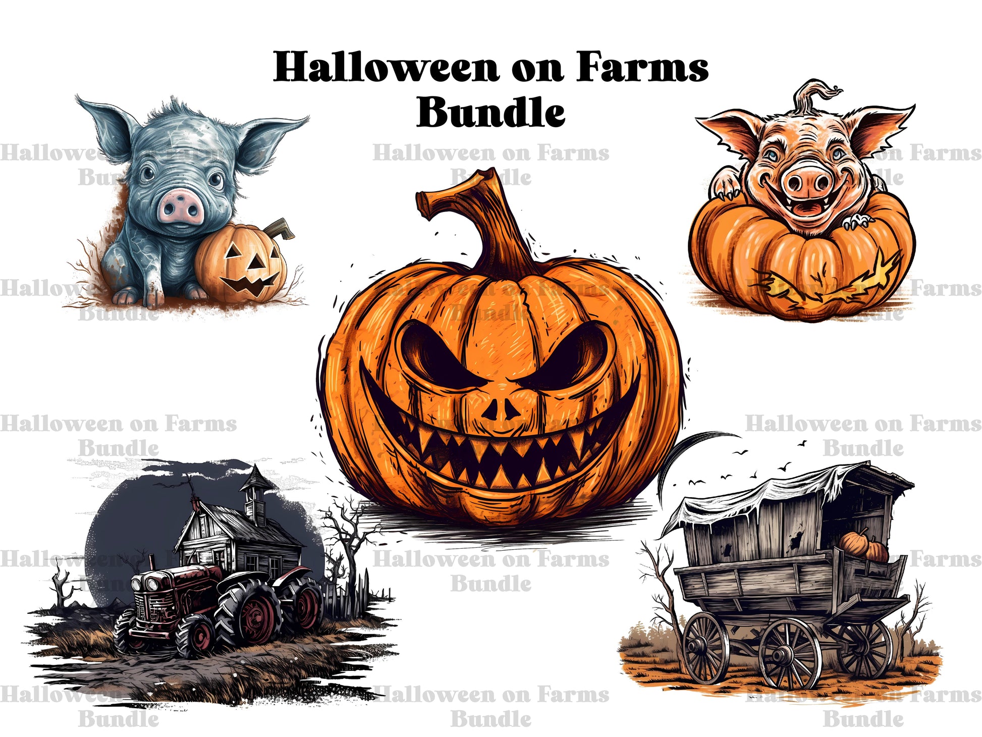 Halloween On Farm Clipart - CraftNest