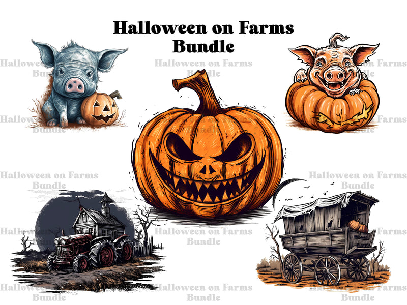 Halloween On Farm Clipart - CraftNest