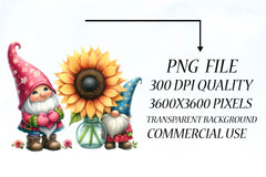 Valentine Gnome Sunflower Clipart Bundle - CraftNest - Digital Crafting and Art