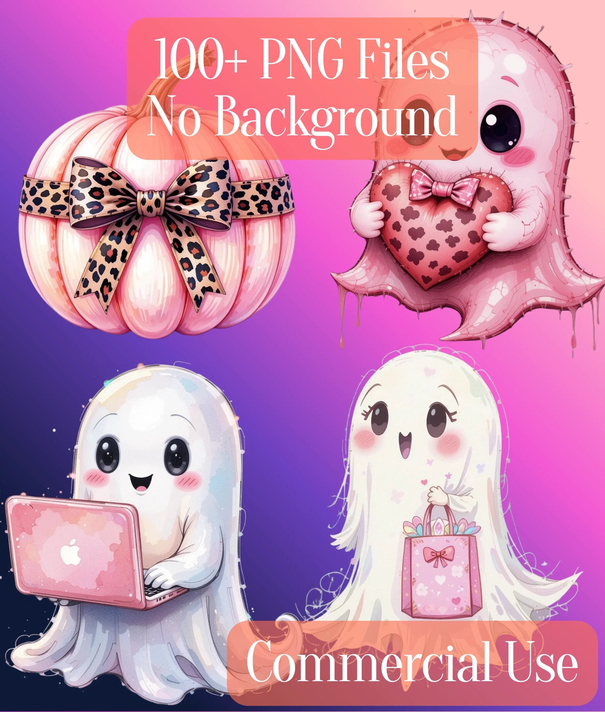 Preppy Halloween Ghost Clipart Bundle - CraftNest - Digital Crafting and Art