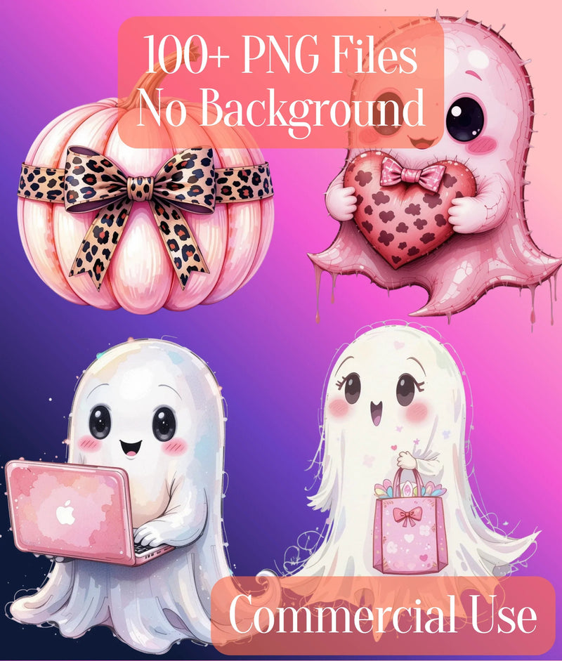 Preppy Halloween Ghost Clipart Bundle - CraftNest - Digital Crafting and Art