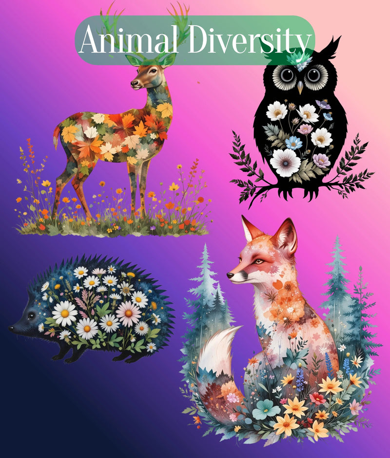 Floral Animal Silhouette Clipart Bundle - CraftNest - Digital Crafting and Art