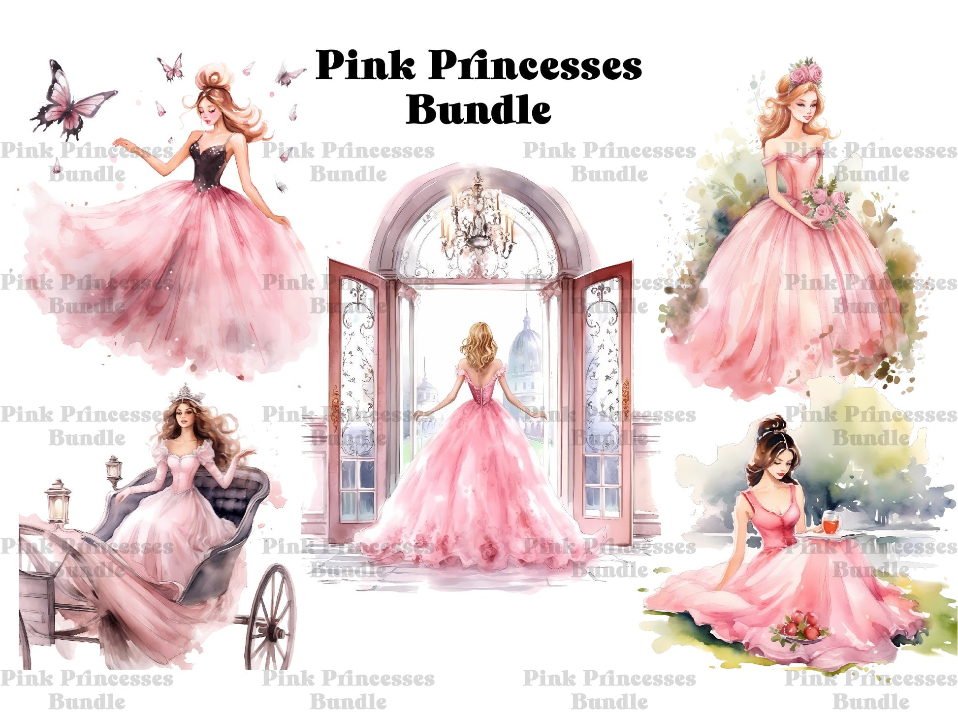 Pink Princesses Clipart - CraftNest