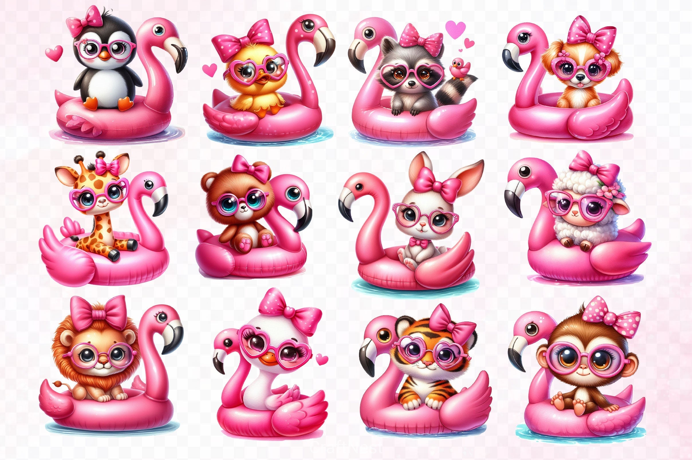 Summer Cute Summer Animals Clipart Bundle