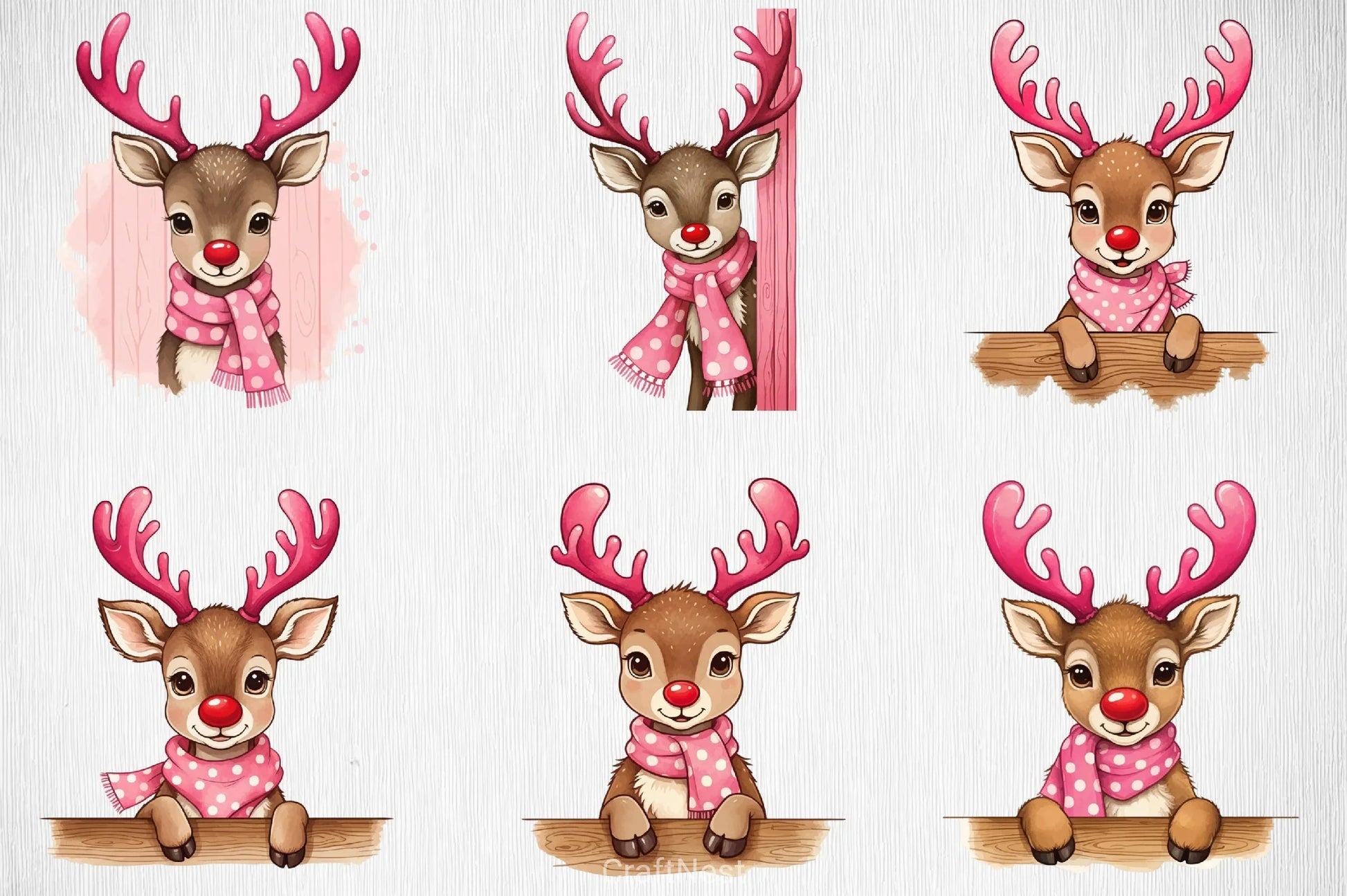Peeking Reindeer Clipart Bundle - CraftNest - Digital Crafting and Art