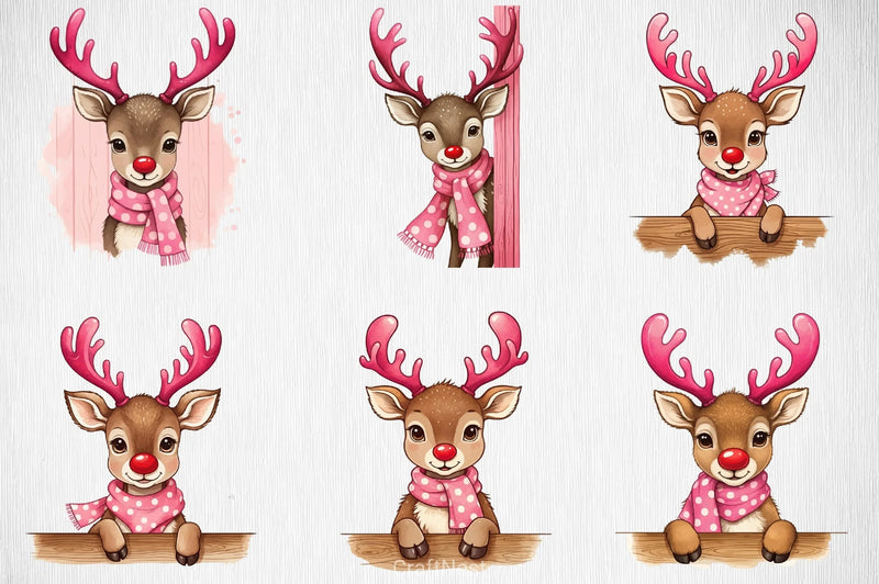 Peeking Reindeer Clipart Bundle - CraftNest - Digital Crafting and Art
