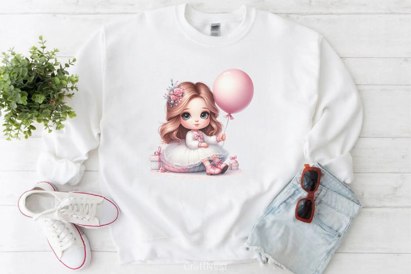 Girl Balloon Clipart Bundle - CraftNest - Digital Crafting and Art