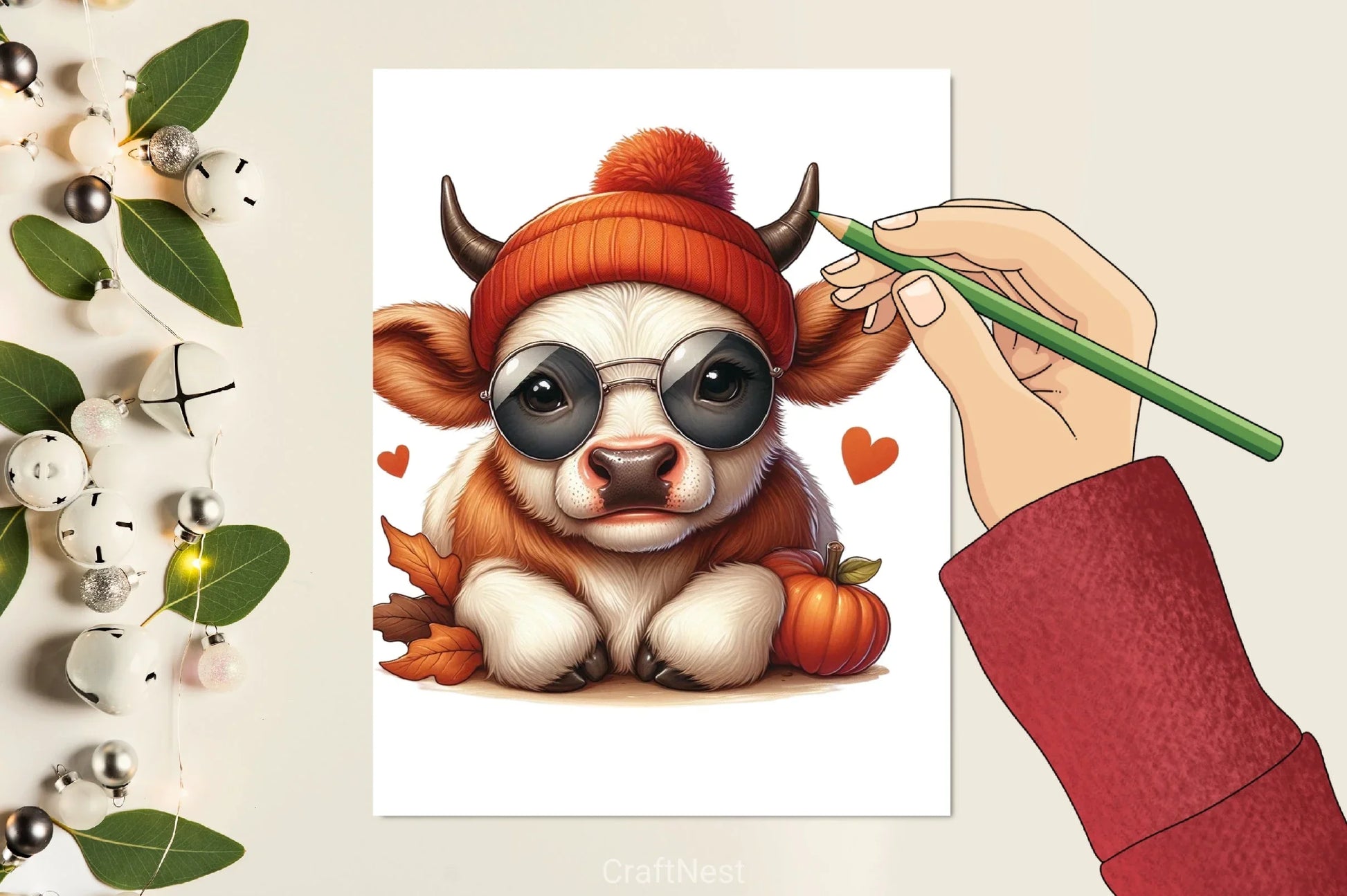 Autumn Baby Cow Clipart Bundle - CraftNest - Digital Crafting and Art