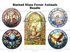 Stained Glass Forest Animals Clipart - CraftNest