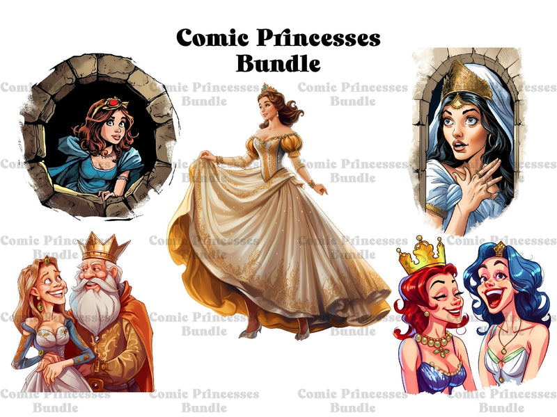 Comic Art Style Princesses Clipart - CraftNest
