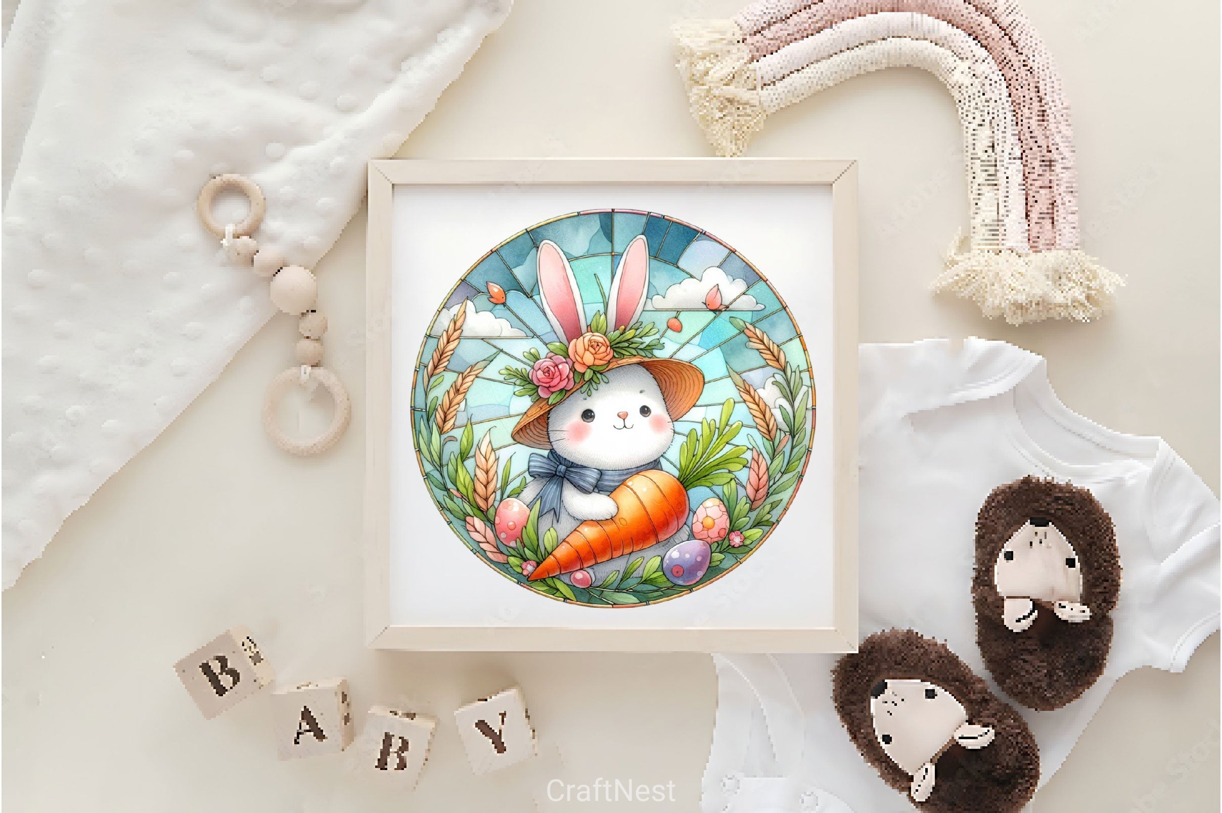 Stained Glass Easter Bunny Clipart Bundle