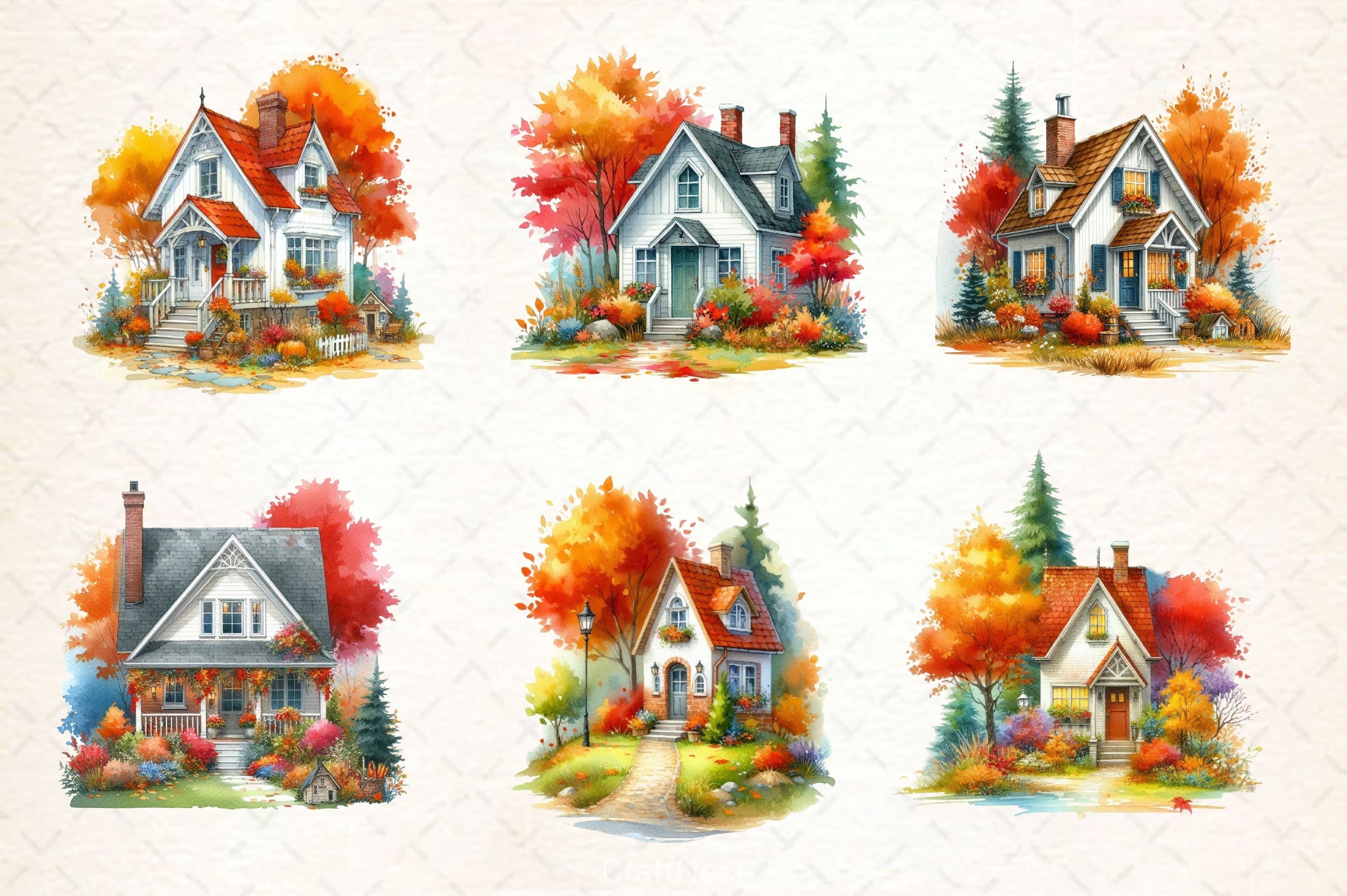 Autumn House Clipart Bundle