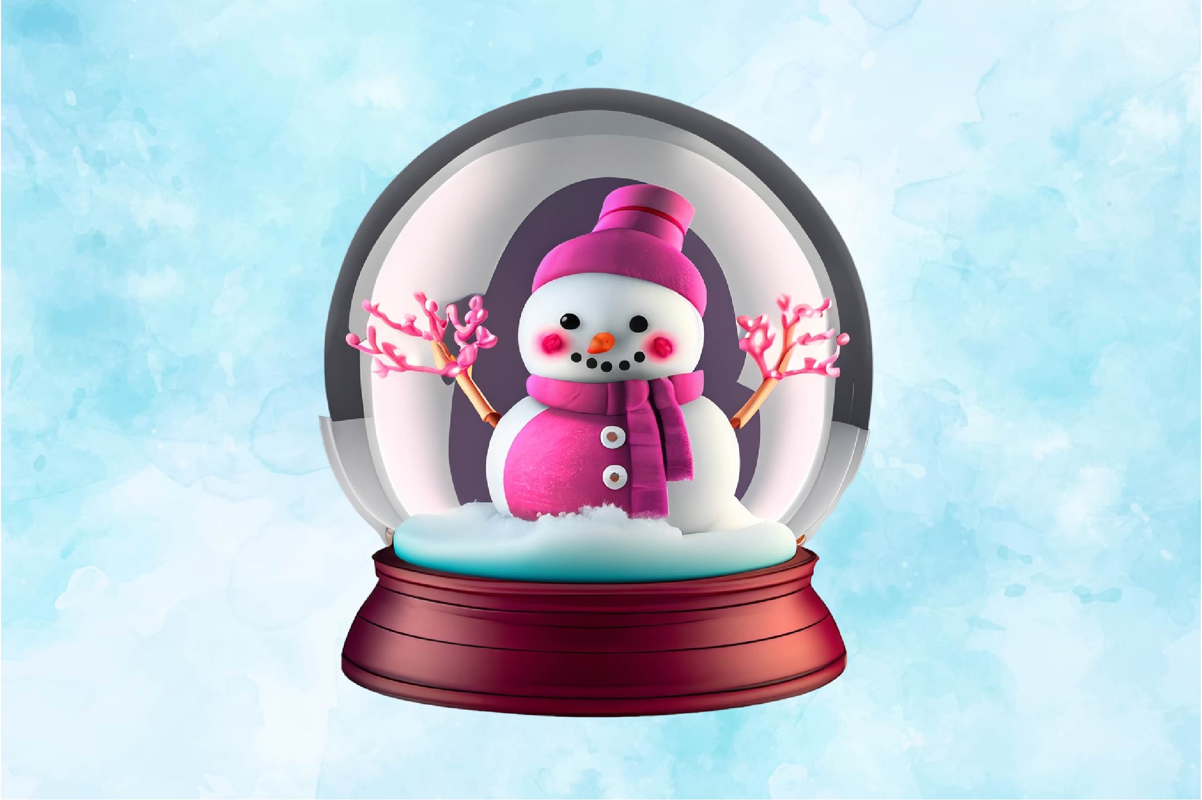 Pink Snowman In Snow Globe Clipart Bundle - CraftNest - Digital Crafting and Art